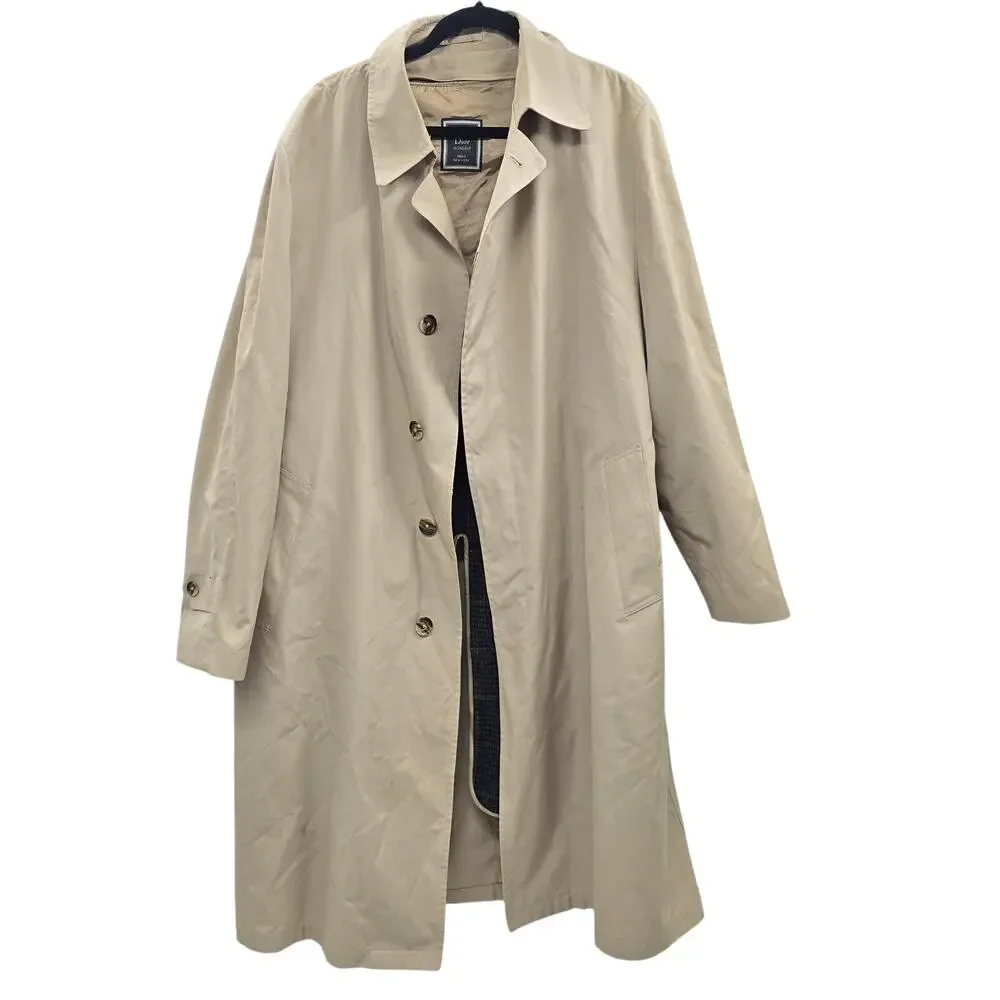 Vintage Christian Dior Coat Men 44 Beige Wool Lined Classic Trench 90s Monsieur